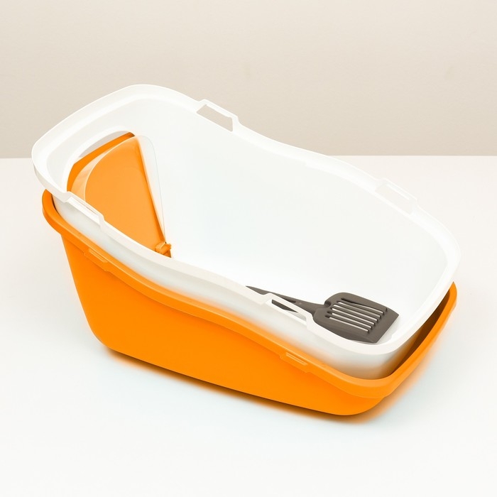 Pet-it домик-туалет для кошек COMFORT, (совок в наборе), 57x39x41, оранжевый/белый Pet-it домик-туалет для кошек COMFORT, (совок в наборе), 57x39x41, оранжевый/белый