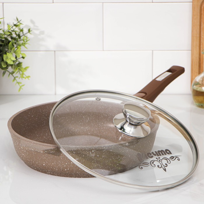 Сковорода «Гранит», d=26 см, съёмная ручка, стеклянная крышка, антипригарное покрытие, цвет коричневый Сковорода «Гранит», d=26 см, съёмная ручка, стеклянная крышка, антипригарное покрытие, цвет коричневый