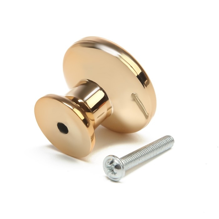 Ручка-кнопка CAPPIO, РК101, d=32 мм, пластик, цвет золото с белой вставкой Ручка-кнопка CAPPIO, РК101, d=32 мм, пластик, цвет золото с белой вставкой