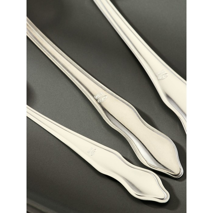 Набор столовых приборов «Новинка-1», 18 предметов, толщина 1 мм, картонная коробка, цвет серебряный Набор столовых приборов «Новинка-1», 18 предметов, толщина 1 мм, картонная коробка, цвет серебряный