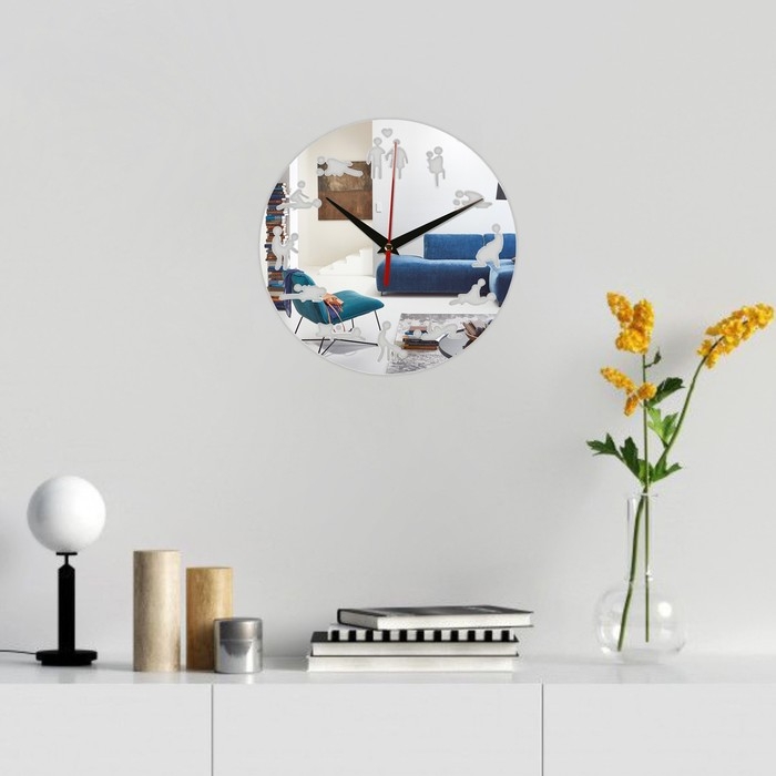 Часы настенные интерьерные, 3d  Часы настенные интерьерные, 3d "Позы", бесшумные, наклейка, большие, d-24 см