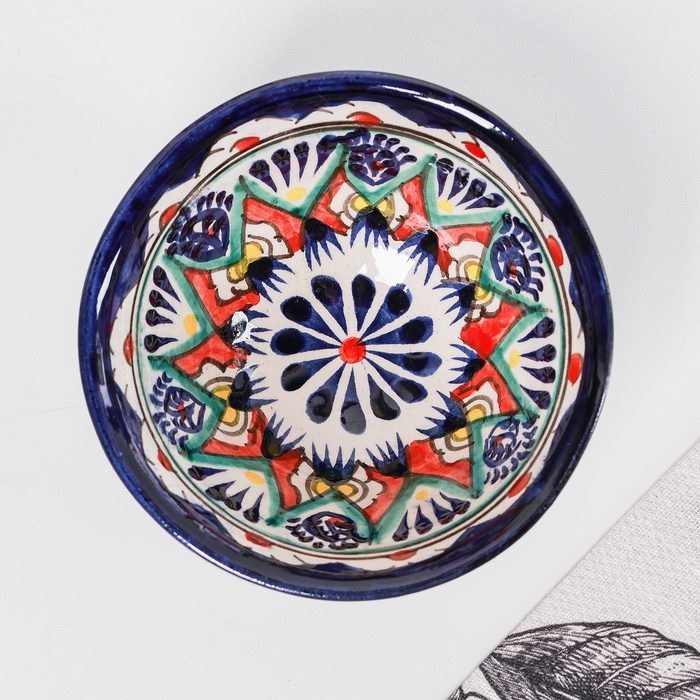 Пиала чайная Риштанская керамика  Пиала чайная Риштанская керамика "Цветы" большая, 11 см, микс