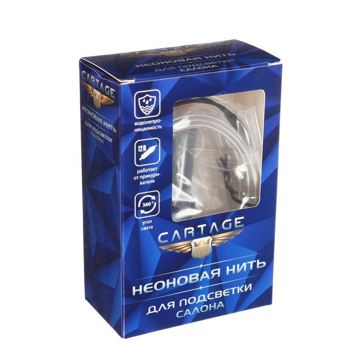 Неоновая нить Cartage для подсветки салона, адаптер питания 12 В, 2 м, синий Неоновая нить Cartage для подсветки салона, адаптер питания 12 В, 2 м, синий