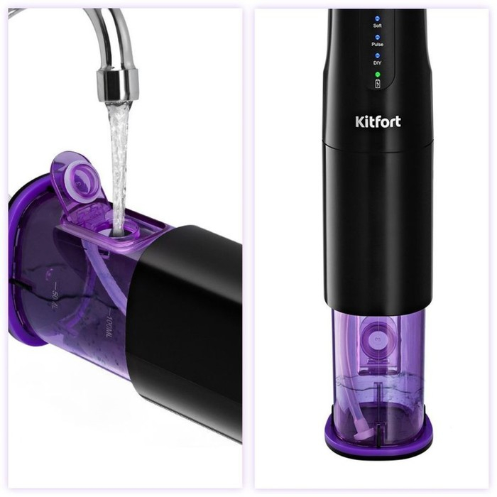 Ирригатор Kitfort КТ-2912-1, портативный, 150-360 мл, 4 режима, 4 насадки, АКБ, черный Ирригатор Kitfort КТ-2912-1, портативный, 150-360 мл, 4 режима, 4 насадки, АКБ, черный