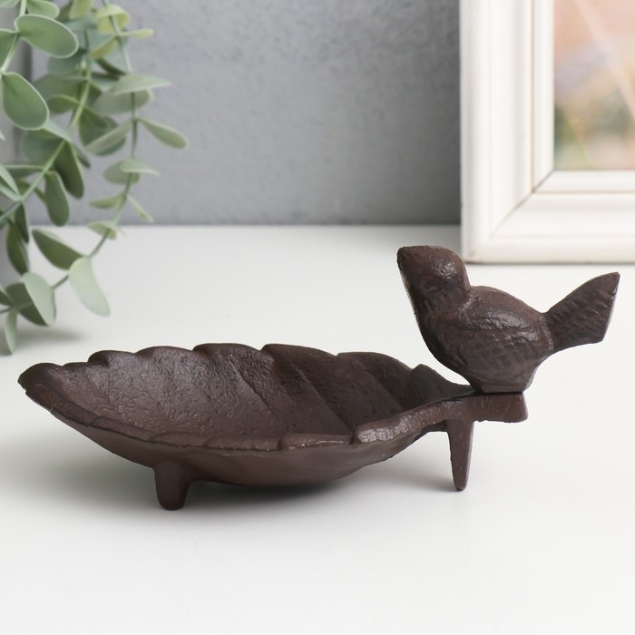 Сувенир чугун подставка Сувенир чугун подставка "Птица на листе" 18х9х8 см