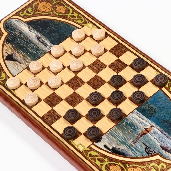 Нарды деревянные большие, с шашками Нарды деревянные большие, с шашками "Рыбаку", настольная игра, 60 х 60 см