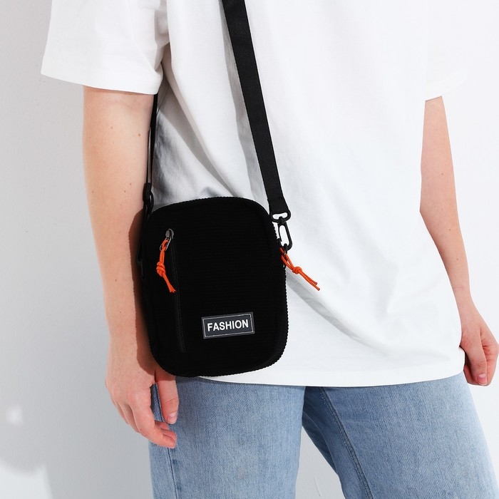 Сумка молодёжная на молнии, наружный карман, цвет чёрный Сумка молодёжная на молнии, наружный карман, цвет чёрный