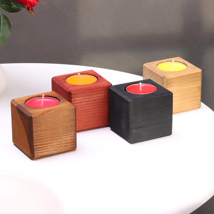 Подсвечник для интерьера 4 шт с надписью LOVE, цвет:  Подсвечник для интерьера 4 шт с надписью LOVE, цвет: "Микс", аромат: ягодно-фруктовый микс