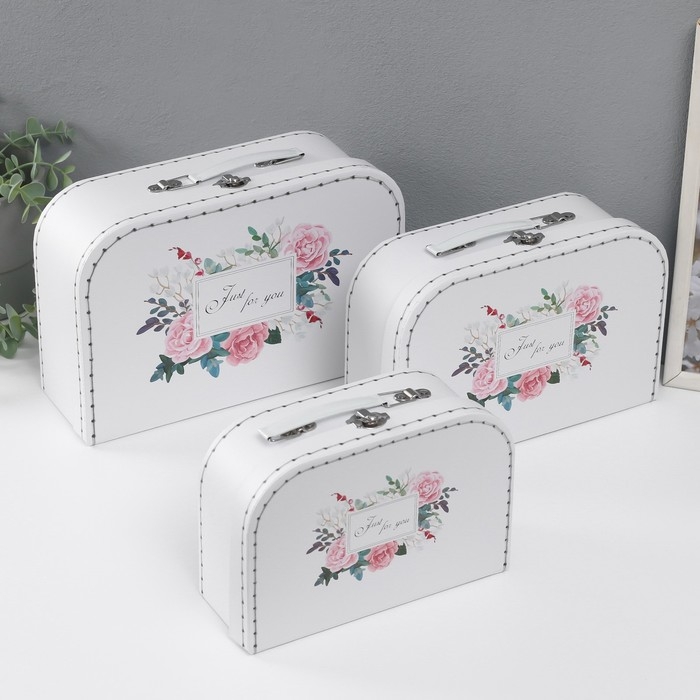 Шкатулка картон сундучок Шкатулка картон сундучок "Цветочный букет" набор 3 шт 29,5х19х10 22х15х8,5 25,5х17х9 см