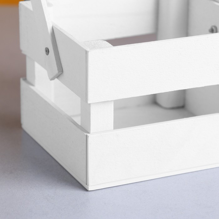 Кашпо деревянное 12×11×9 см  Кашпо деревянное 12×11×9 см "Однушка Лайт", двухреечное, белый Дарим Красиво