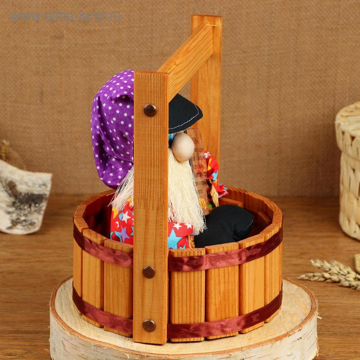 Оберег - домовой Оберег - домовой "Семен в бочке", h = 23 см, d = 19, микс