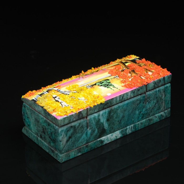 Ларец Ларец "Осень" 15х7х5,5 см, каменная крошка, змеевик