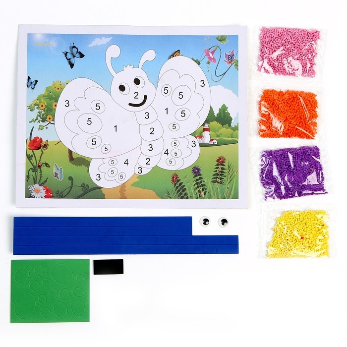 Набор для творчества: аппликация EVA крошкой и раскраска + маска на резинке «Бабочка»