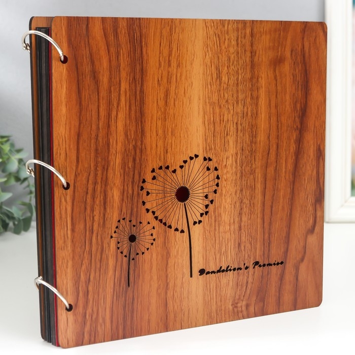 Фотоальбом 30 листов Фотоальбом 30 листов "Сердечные одуванчики" (уголки+кольца) 26х26х2 см