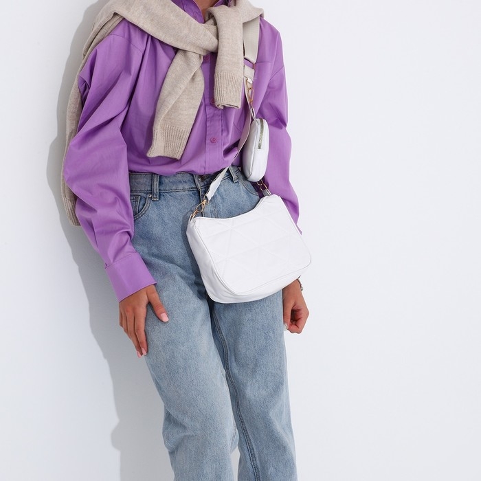 Сумка-багет на молнии, цвет белый Сумка-багет на молнии, цвет белый