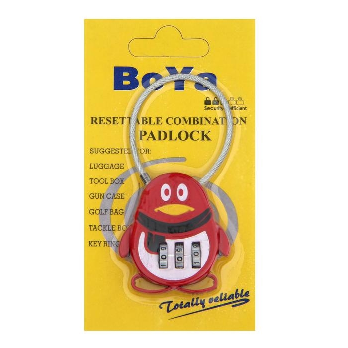 Замок навесной кодовый, Замок навесной кодовый, "Пингвин", красный