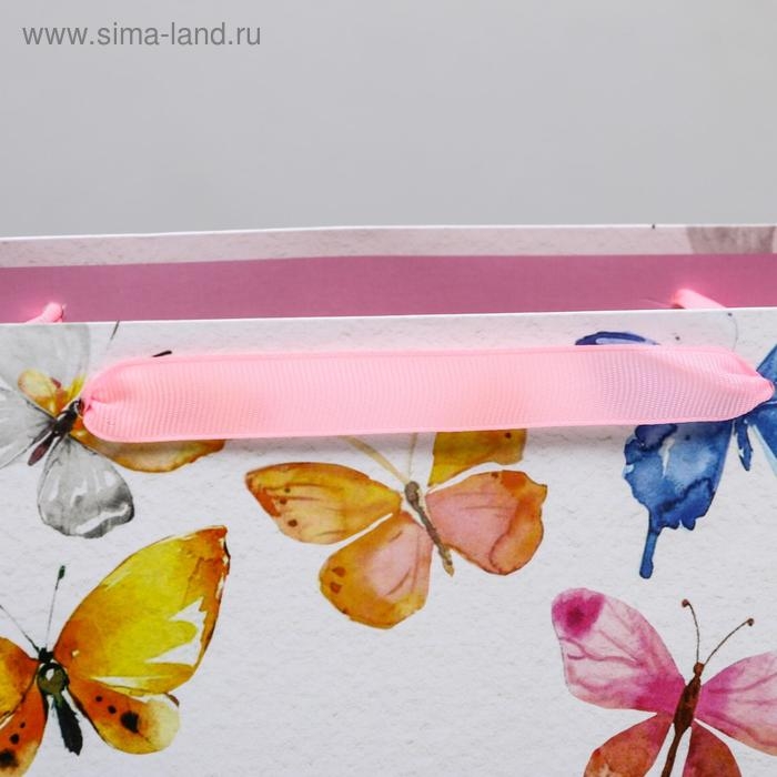 Пакет подарочный ламинированный горизонтальный, упаковка, &laquo;Порхай от счастья&raquo;, ML 27 х 23 х 11,5 см