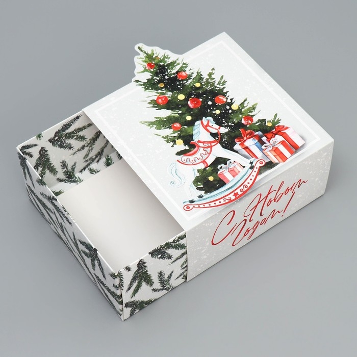Коробка подарочная новогодняя складная «С новым годом», 15 х 15 х 8 см, Новый год Коробка подарочная новогодняя складная «С новым годом», 15 х 15 х 8 см, Новый год