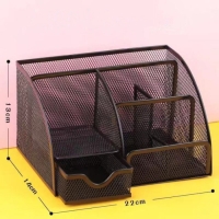 Подставка для канцелярских мелочей 7 отделений, сетка металл, чёрная