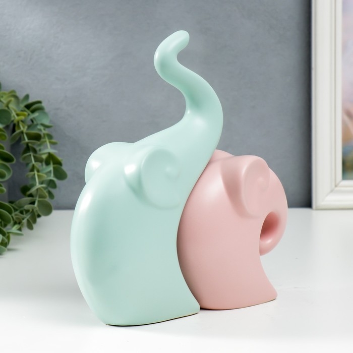 Сувенир керамика Сувенир керамика "Два слона" пастель матовый набор 2 шт 12х12 22х13 см
