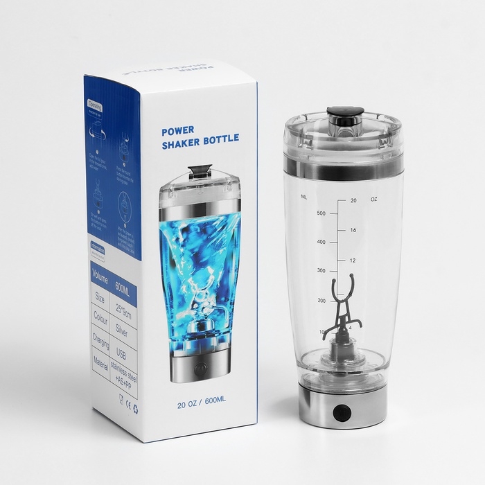 Шейкер спортивный для коктейлей и протеина, электрический, 600 мл, 23 х 8.5 х 6 см, 800 мАч 107894 Шейкер спортивный для коктейлей и протеина, электрический, 600 мл, 23 х 8.5 х 6 см, 800 мАч 107894