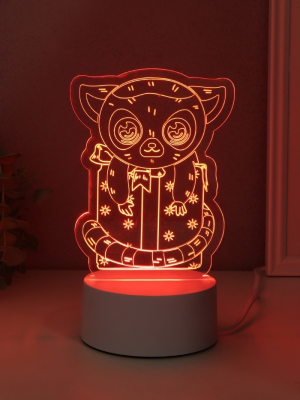 Светильник Светильник "Лемур на подарке" LED RGB от сети RISALUX 9,5х11,8х17 см