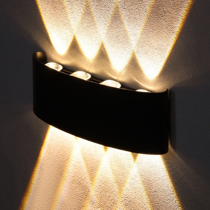 Светильник фасадный Светильник фасадный "Полусфера", FSD-100, 8 Вт, 3000К, 4 луча, IP65, 220 В, металл, черный 1008542