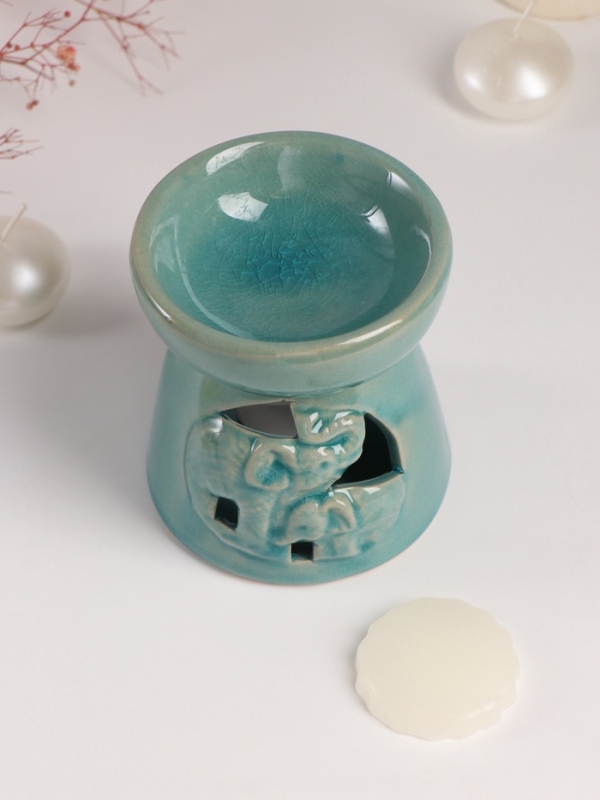 Набор: аромалампа для эфирных масел, мелтсы из воска ароматические «Слон со слонёнком», бирюза, 10×10×9 см Набор: аромалампа для эфирных масел, мелтсы из воска ароматические «Слон со слонёнком», бирюза, 10×10×9 см