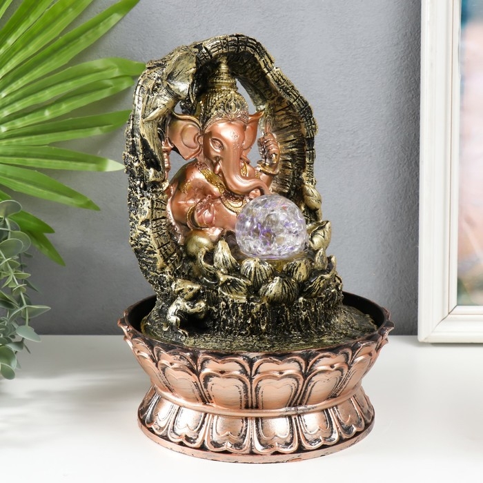 Фонтан настольный от сети, подсветка Фонтан настольный от сети, подсветка "Ганеша в арке с лотосом" 28,5х20,5х20,5 см