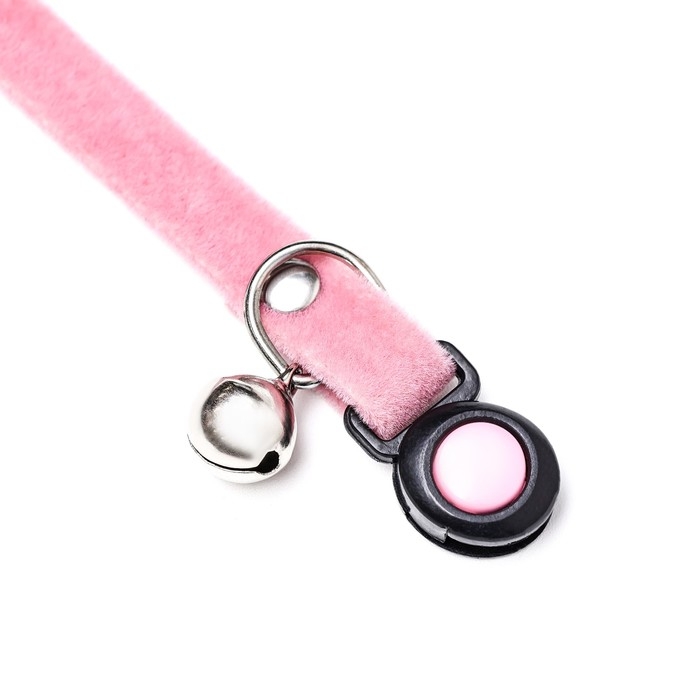 Ошейник кошачий мягкий с бубенчиком, 30 х 1 см, текстиль, розовый Ошейник кошачий мягкий с бубенчиком, 30 х 1 см, текстиль, розовый