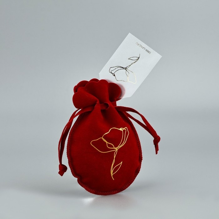 Мешок замшевый «Цветок», красный, тиснение, 9 × 12 см Мешок замшевый «Цветок», красный, тиснение, 9 × 12 см