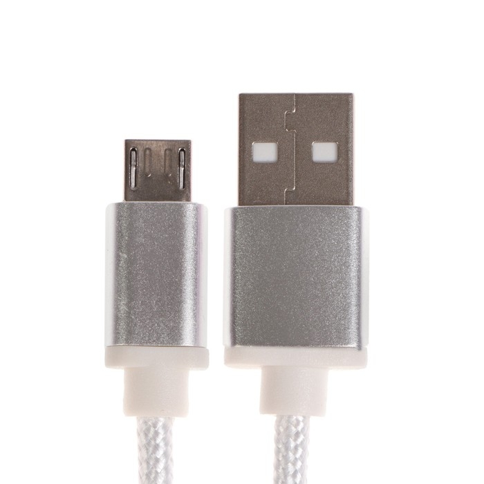 Кабель OXION DCC258, microUSB - USB, зарядка + передача данных, 1.3 м, оплетка, белый