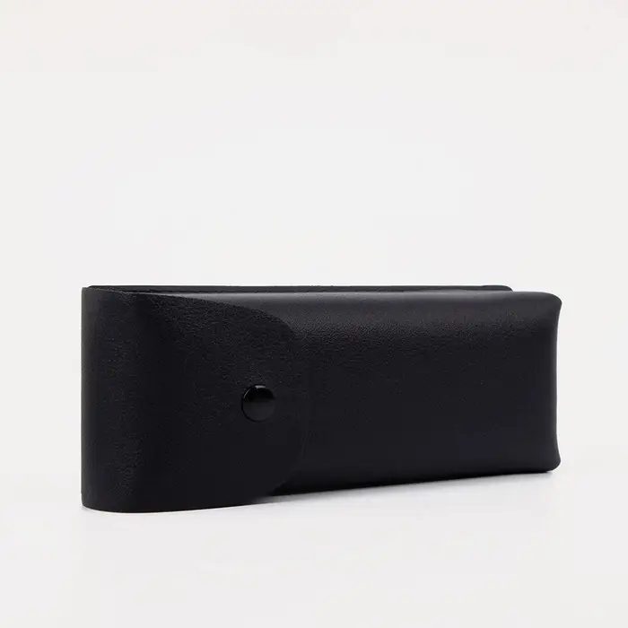 Футляр для очков на кнопке, длина 16 см, цвет чёрный Футляр для очков на кнопке, длина 16 см, цвет чёрный