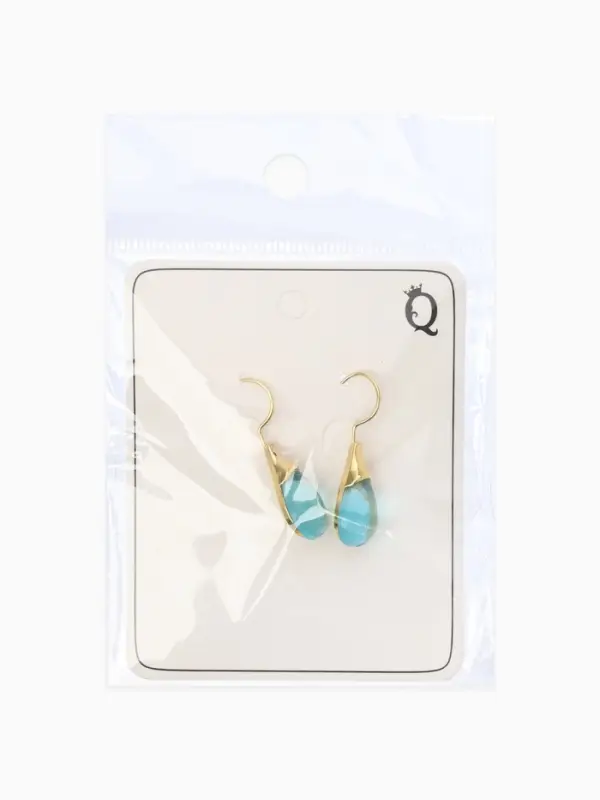 Серьги "Капля",  цвет голубой в золоте
