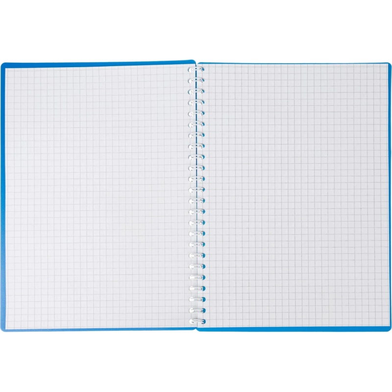 Бизнес-тетрадь А5 48л.  гребень,пласт.обл,синий, клетка