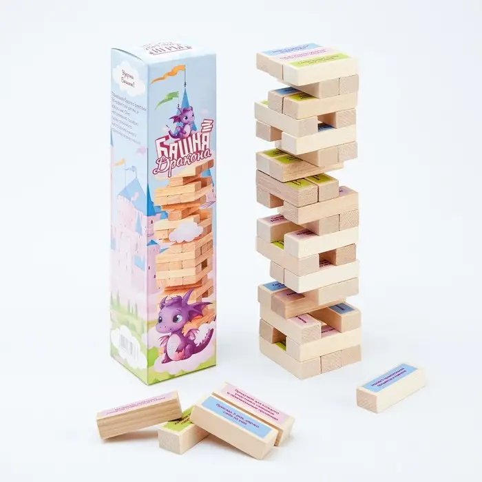 Падающая башня дженга, настольная игра, с фантами, 54 бруска, брусок 6.9 х 2.2 см, дерево Падающая башня дженга, настольная игра, с фантами, 54 бруска, брусок 6.9 х 2.2 см, дерево