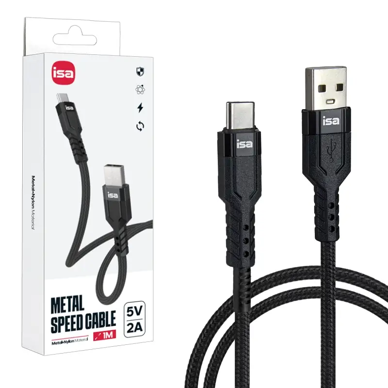 Кабель BX-8 USB на Type-C 1m 2A ISA черный Кабель BX-8 USB на Type-C 1m 2A ISA черный