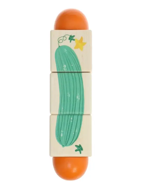 Кубики деревянные на оси &laquo;Овощи&raquo;, 3 кубика