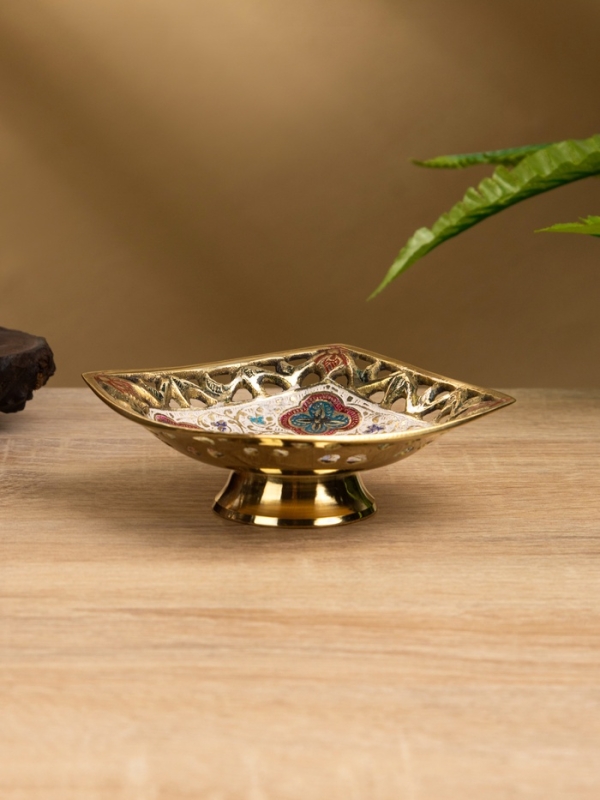 Блюдо сервировочное на ножке "Клевер" латунь 10х10х4 см