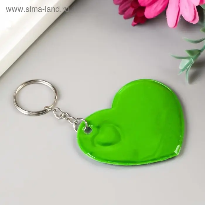 Светоотражающий брелок для ключей на кольце «Сердечко», пластик, 5.5×5.5 см, МИКС