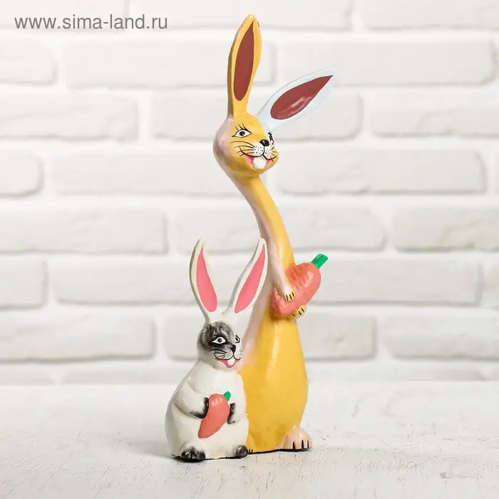Сувенир дерево Сувенир дерево "Зайчики с морковкой" 13х5х30 см