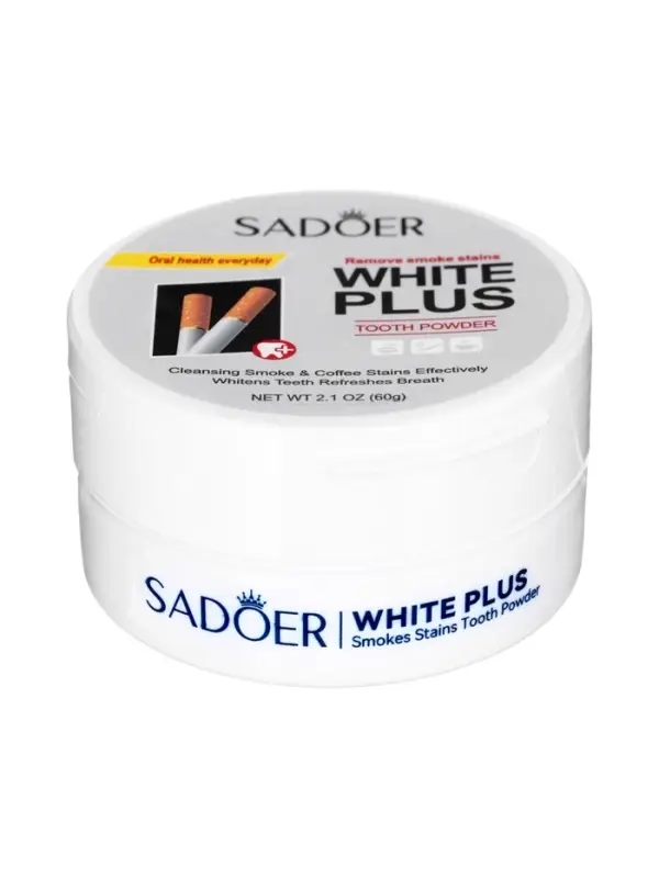 Отбеливающий зубной порошок Sadoer white plus от желтизны, 60 г