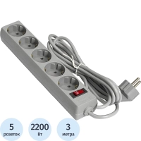 Сетевой фильтр ExeGate SP-5-3G 5р/3м, 10А/2,2кВт, серый(EX221186RUS)