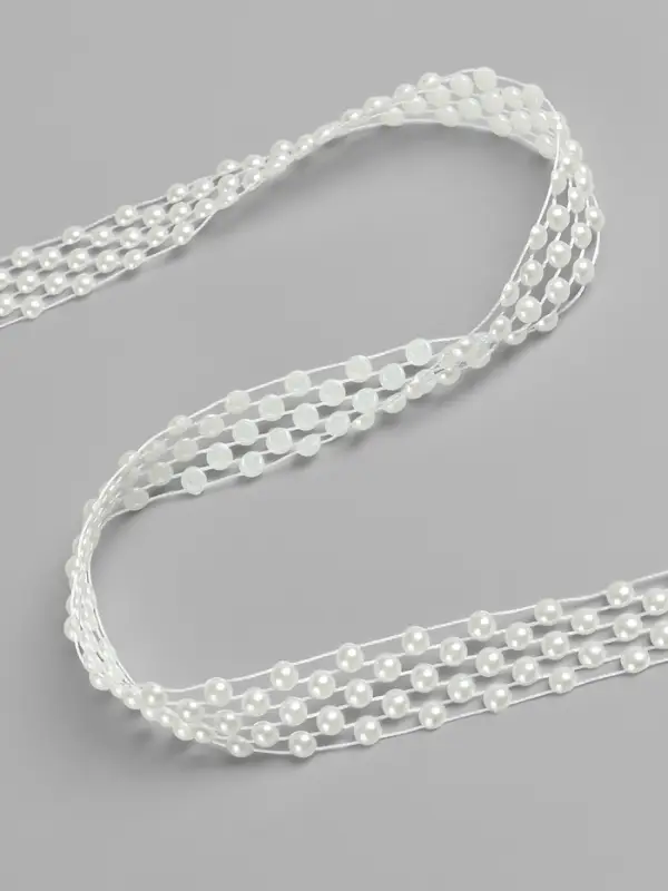 Жемчуг на нитях, плоский, 14 мм, 9&plusmn;1 м, белый
