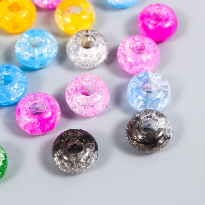 Бусины для творчества пластик Бусины для творчества пластик "Колечки - битое стекло" набор 20 гр 0,9х1,4х1,4 см