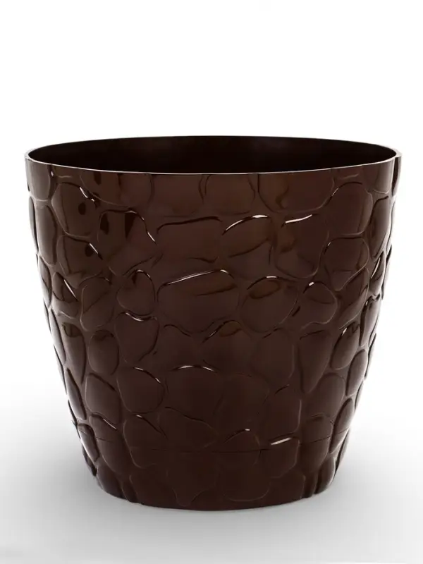 Горшок для цветов с поддоном &laquo;Камешки&raquo;, 5 л, пластик, шоколадный