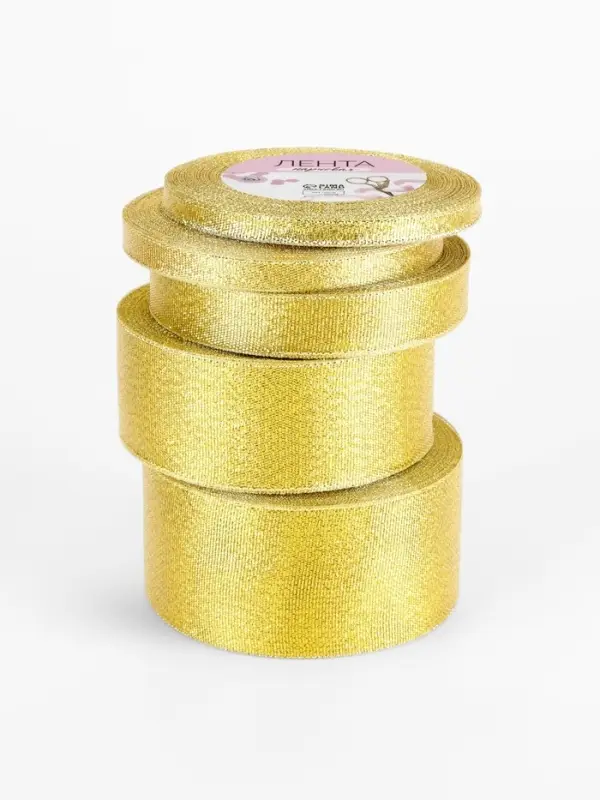 Набор парчовых лент, 5 шт., размер лент: 6/10/20/40/50 мм, 23&plusmn;1 м, цвет золотой
