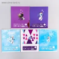 Тетрадь в клетку 12 листов, 4 вида МИКС, обложка мелованная бумага, &laquo;Холодное сердце&raquo;