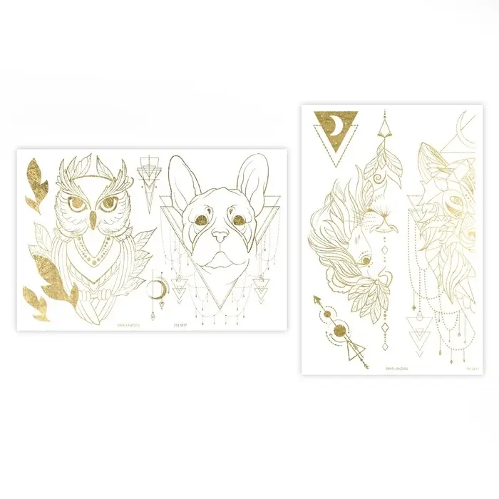 УЦЕНКА Переводные татуировки детские «Золотые тату», тату — 2 листа УЦЕНКА Переводные татуировки детские «Золотые тату», тату — 2 листа