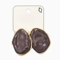 Серьги акрил мятый "Овал", цвет серый в золоте